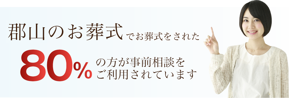 郡山のお葬式でお葬式をされた80%の方が事前相談をご利用されています